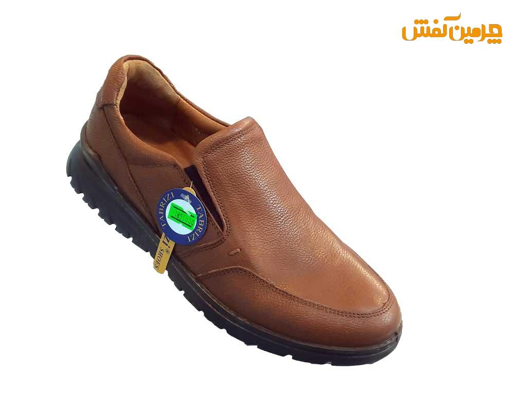 کفش تمام چرم مردانه برند صمصام بدون بند زیره تی پی یو کد 23408