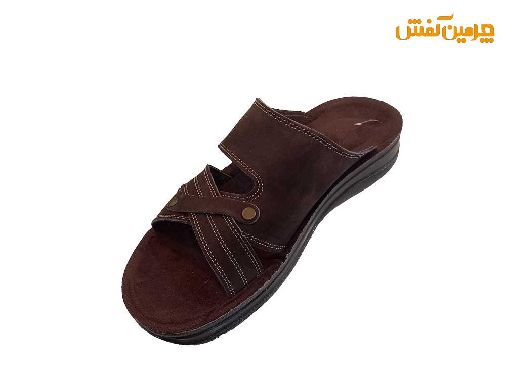 دمپایی تمام چرم مردانه مدل کارا کد 17658 + رنگبندی