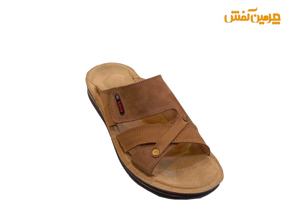 دمپایی تمام چرم مردانه مدل کارا کد 17658 + رنگبندی