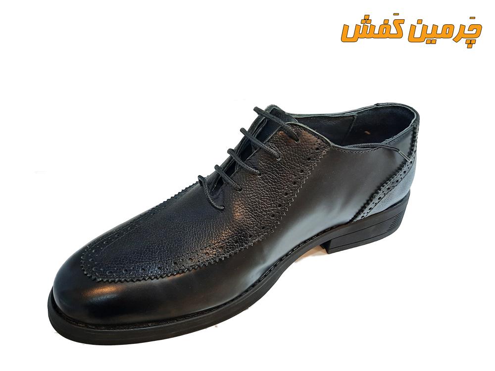 کفش تمام چرم اصل مردانه مجلسی رخشی دور دوخت کد 20354