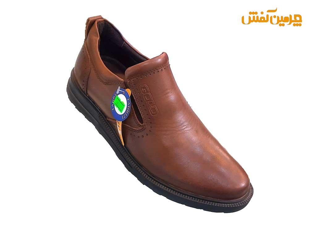 کفش تمام چرم مردانه بدون بند گلد (Gold) کد 23488