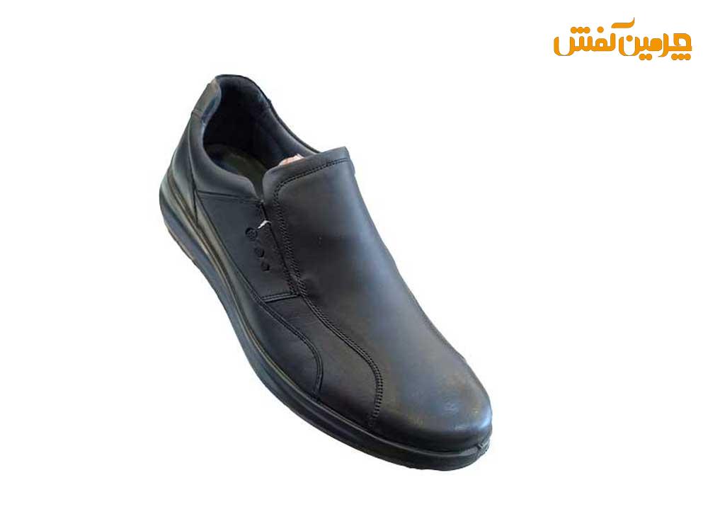 کفش تمام چرم مردانه برند فرزین بدون بند زیره تی پی یو کد 23614