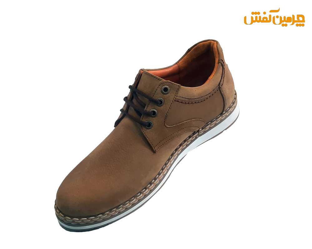 کفش تمام چرم مردانه تیک Tik طرح نبوک بندی کد 23328