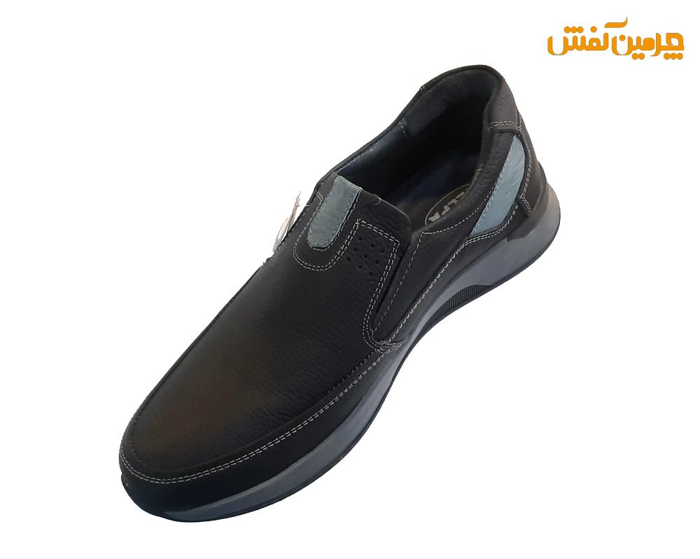 کفش تمام چرم مردانه دلپا بدون بند زیره ترمو کد 23339