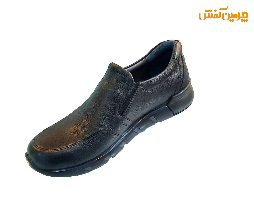کفش تمام چرم مردانه صمصام بدون بند زیره تی پی یو کد 23199