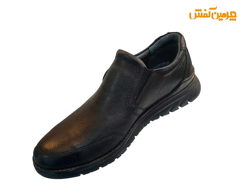 کفش تمام چرم مردانه صمصام بدون بند زیره تی پی یو کد 23209