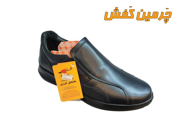 کفش تمام چرم مردانه فرزین مدل اکو بدون بند کد 20237