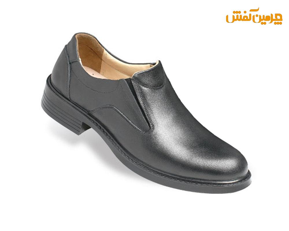 کفش تمام چرم مردانه فرزین مدل فدرال شبرو بدون بند کد 23378
