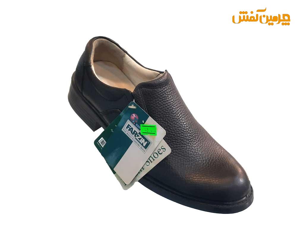 کفش تمام چرم مردانه فرزین مدل فدرال شرانک بدون بند کد 7560