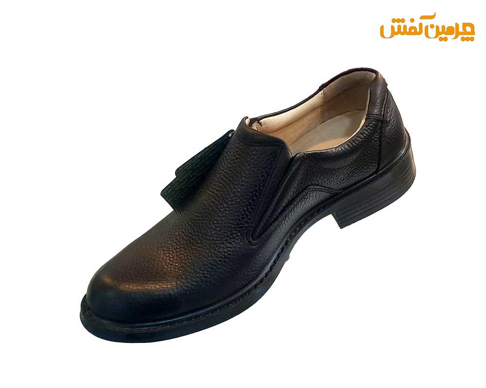 کفش تمام چرم مردانه فرزین مدل فدرال شرانک بدون بند کد 7560