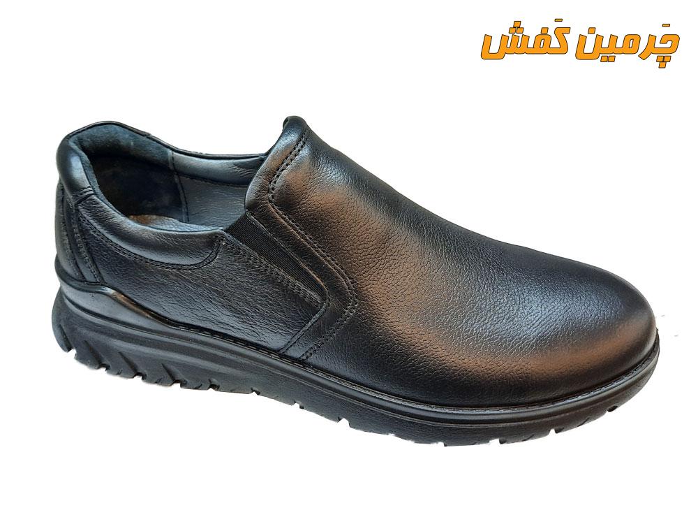 کفش تمام چرم مردانه مدل صمصام Samsam دوردوخت کد 20602 مشکی