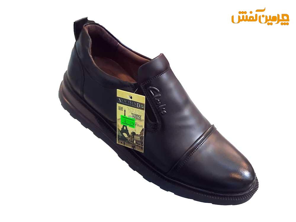 کفش تمام چرم مردانه کلارک شبرو بدون بند کد 23483