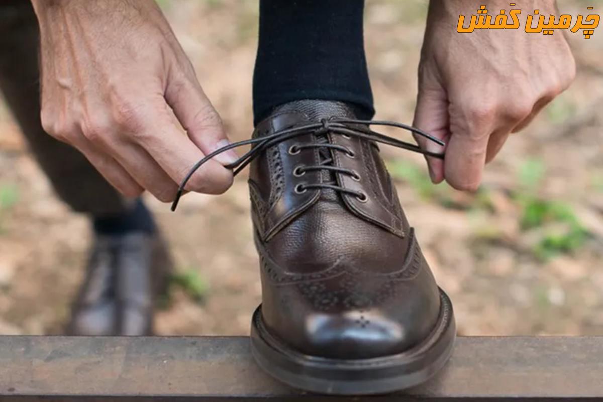 کفش چرم بند دار مردانه