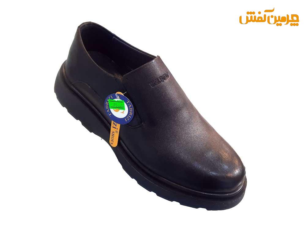 کفش چرم مردانه رخشی بدون بند کد 23432