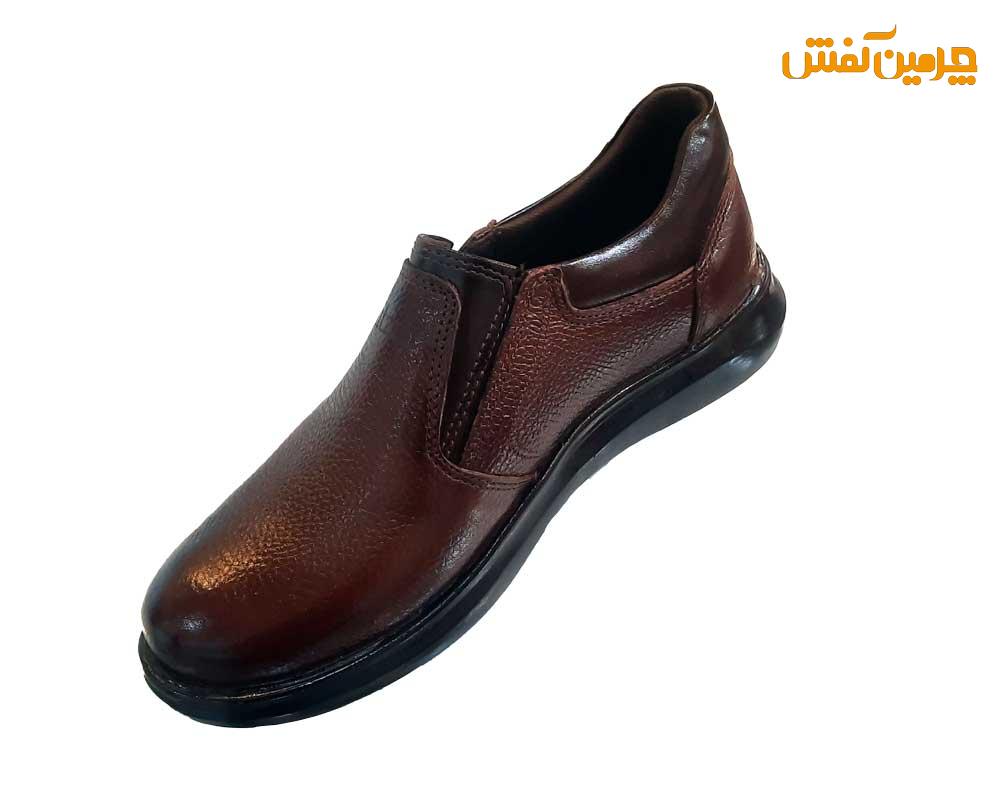 کفش چرم مردانه ریتزین Ritzin مدل روزمره و طبی بدون بند کد 23320 قهوه ای