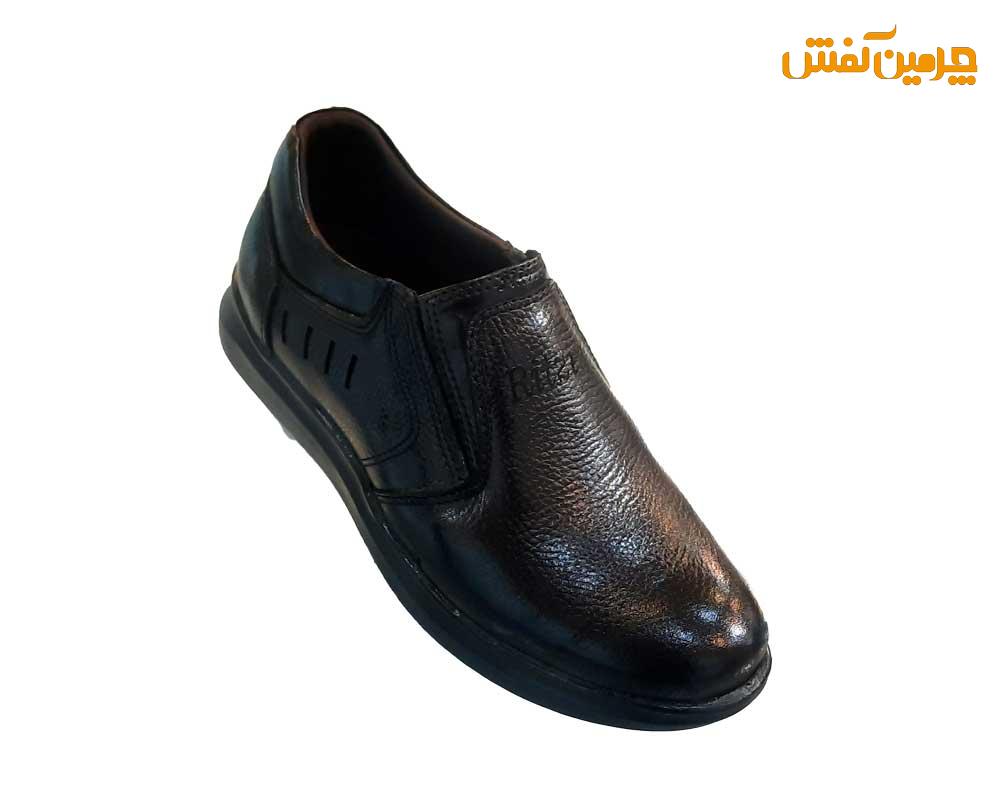 کفش چرم مردانه ریتزین Ritzin مدل روزمره و طبی بدون بند کد 23320 مشکی