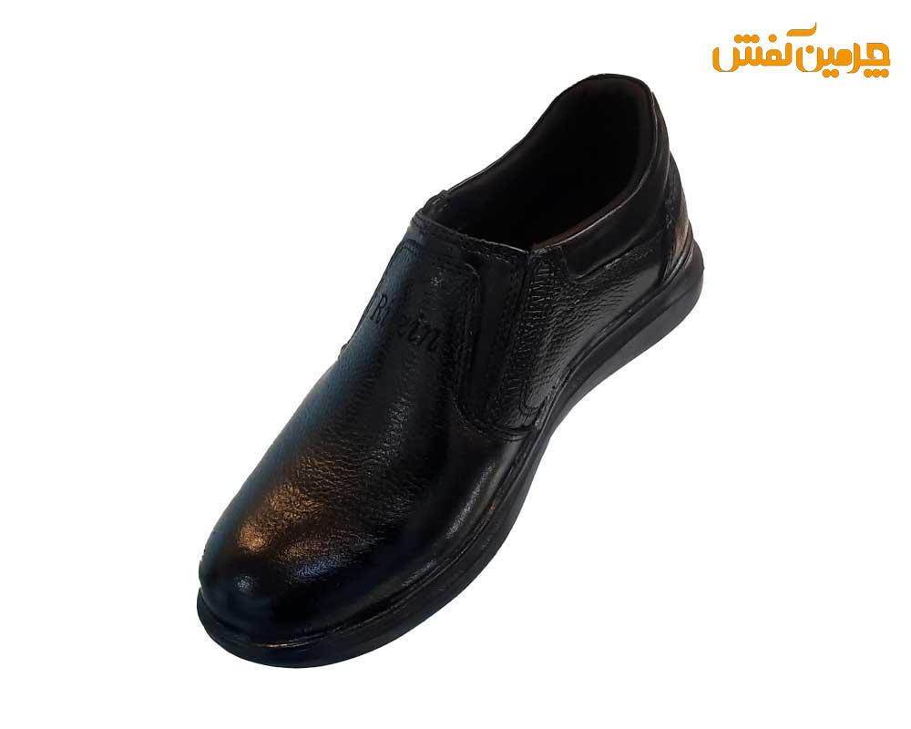 کفش چرم مردانه ریتزین Ritzin مدل روزمره و طبی بدون بند کد 23320 مشکی
