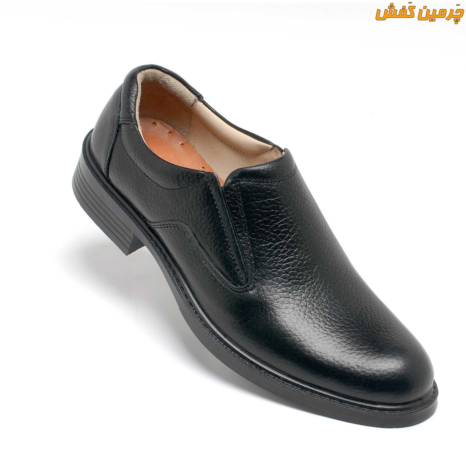 کفش تمام چرم مردانه فرزین مدل فدرال شیرانک بدون بند کد 7560
