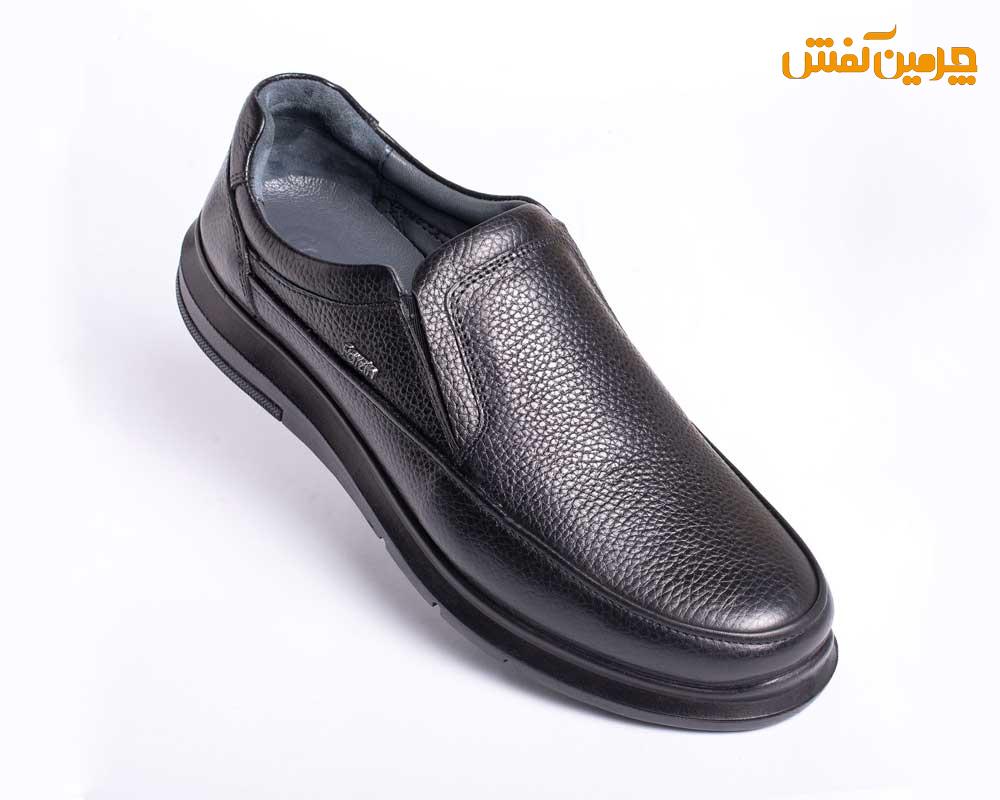 کفش چرم مردانه فرزین مدل ویبرام بدون بند کد 7522 + رنگبندی