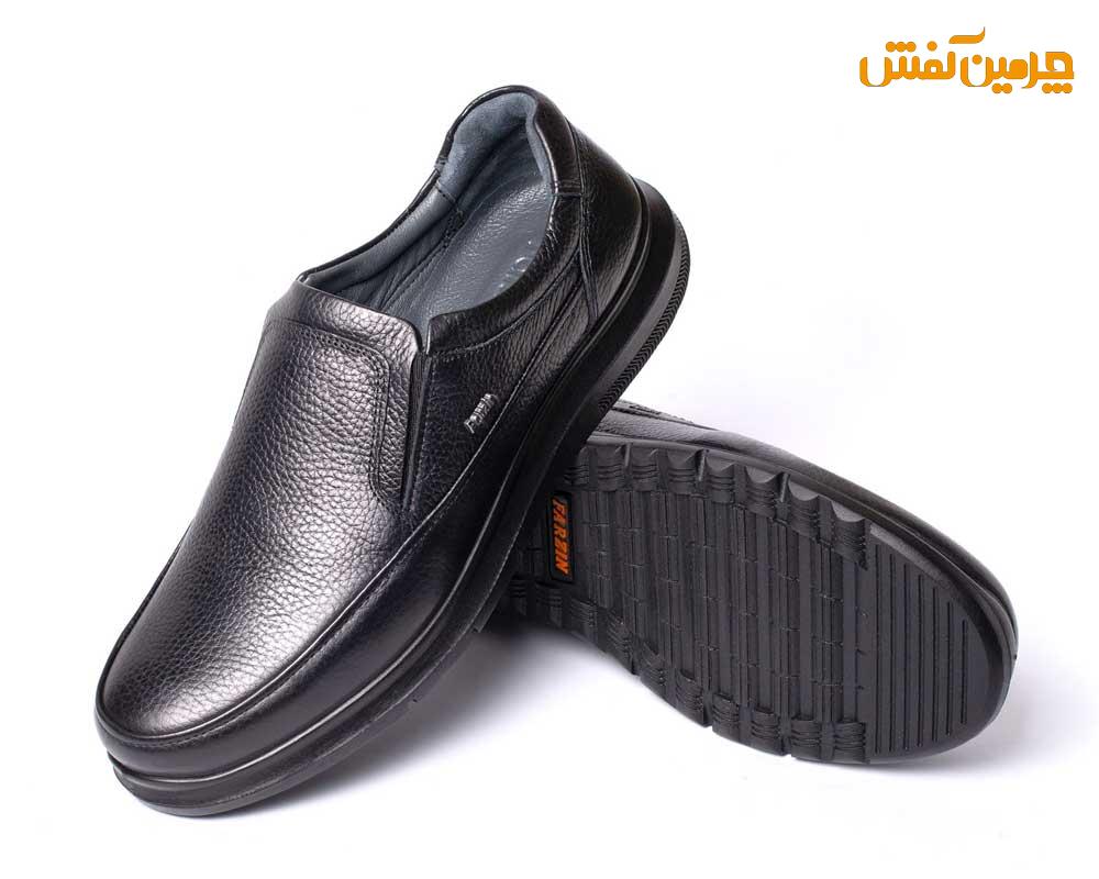 کفش چرم مردانه فرزین مدل ویبرام بدون بند کد 7522 + رنگبندی