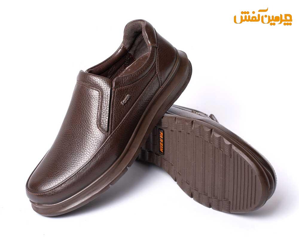 کفش چرم مردانه فرزین مدل ویبرام بدون بند کد 7522 + رنگبندی