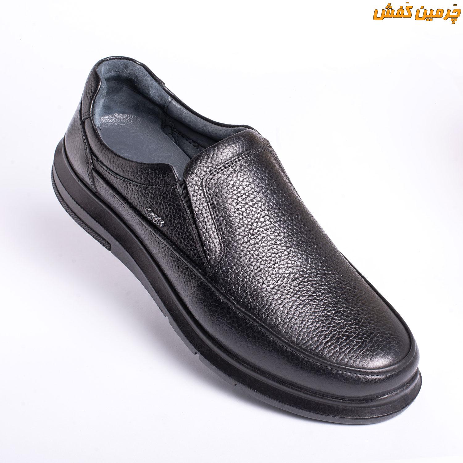 کفش چرم مردانه رسمی و مجلسی فرزین مدل ویبرام بدون بند کد 7522